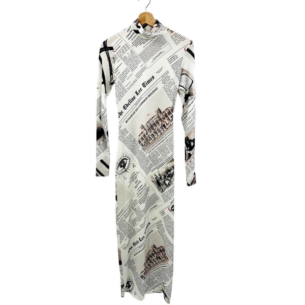 Edel'ine L'ee US 4 Dancer Newspaper long sleeve maxi dress